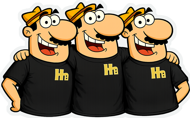 Das Heinz Hännawands Team, im schwarzen T-Shirt mit Hh-Logo, steht Arm im Arm und lächelt